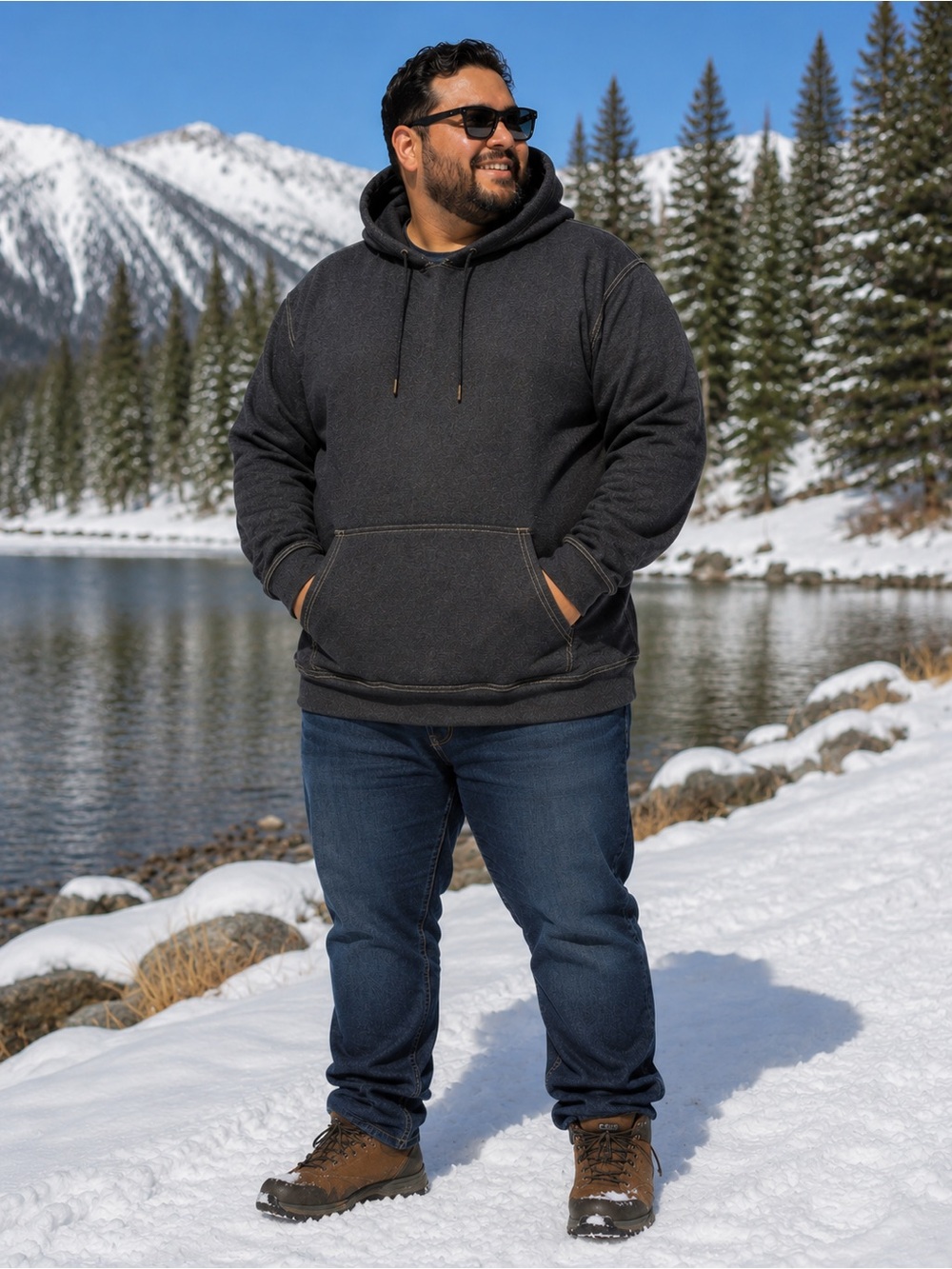 Beyond The Limit 4XL Charcoal/Navy Hooded Pullover